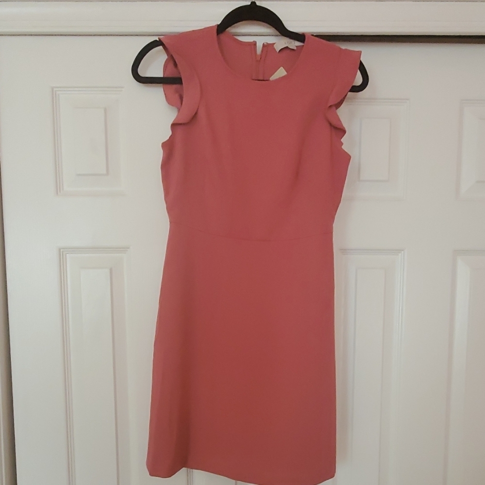 Loft flutter sleeve dress pink